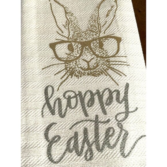 Hoppy Easter Bunny Rabbit Kitchen 2 Towel Set Spring Garden Floral New - Picture 2 of 3